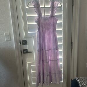 Hill House Ellie nap dress in lilac striped linen - size M.